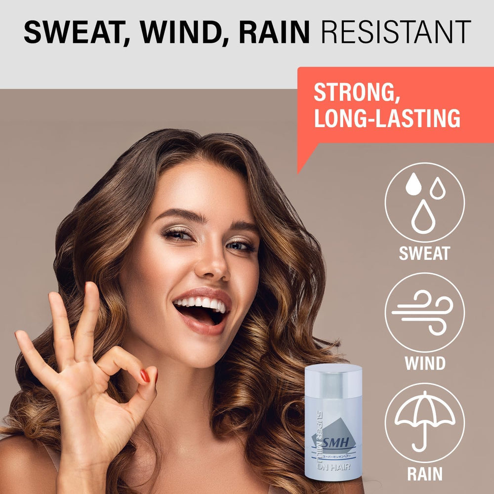 Super Million Hair Mist bottle used to secure fibers.