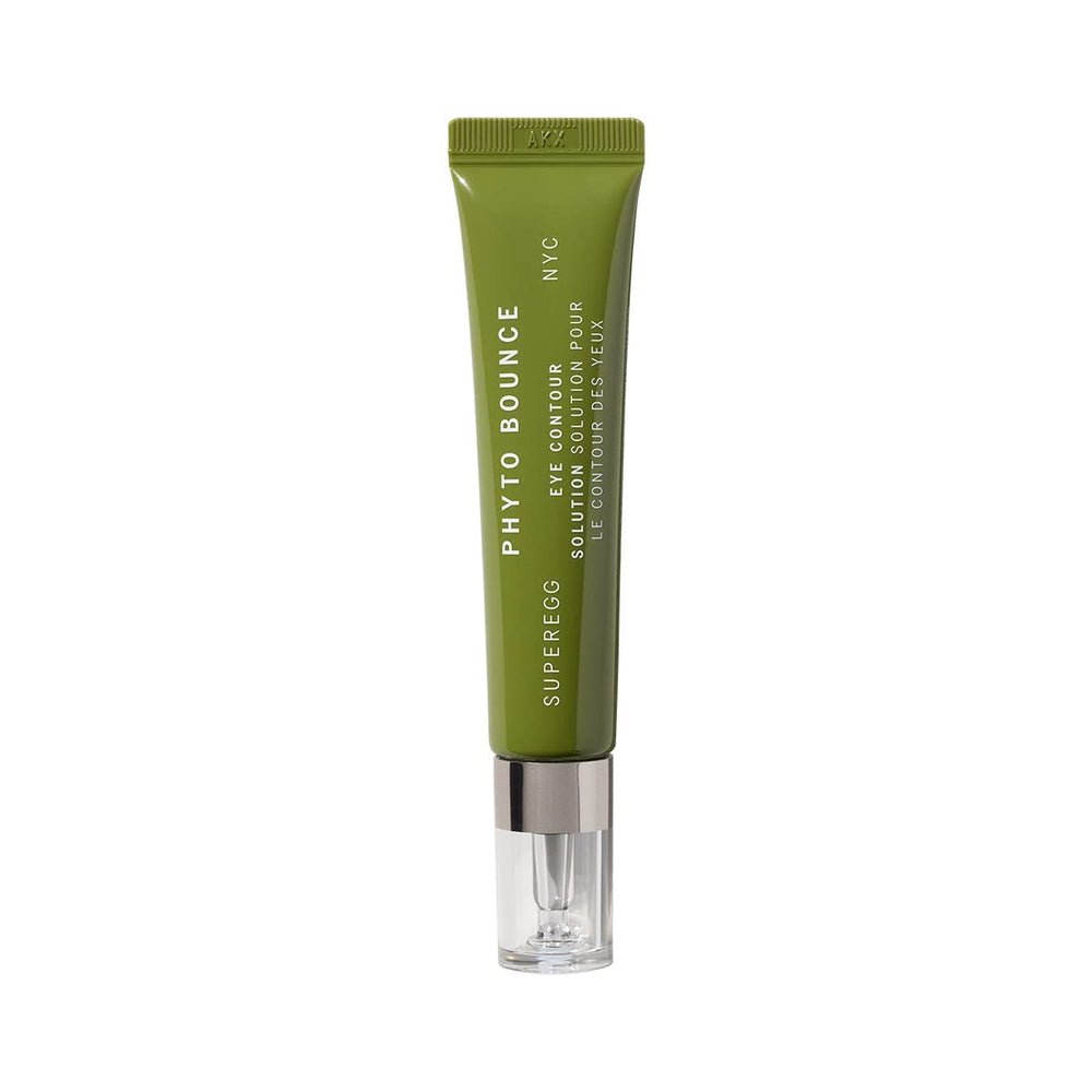 SUPEREGG Phyto Bounce Eye Contour Solution bottle showing a lightweight, hydrating formula for refreshed eyes