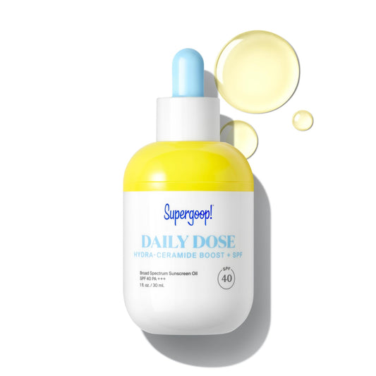 Supergoop Daily Dose Hydra-Ceramide Boost bottle ready for daily hydration and SPF 40 protection