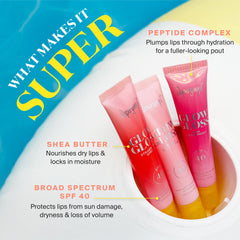 Applying Supergoop Glow Gloss SPF 40 lip balm on lips
