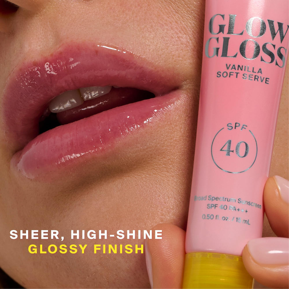 Supergoop! Glow Gloss SPF 40 vanilla-soft-serve close-up flavor