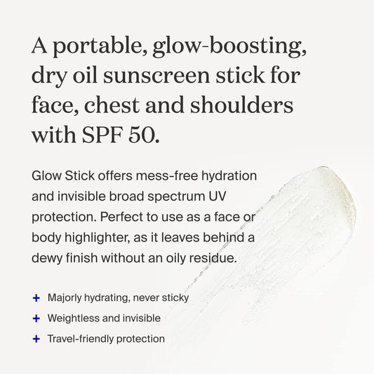 Supergoop Glow Stick applied to the body for portable hydration and protection.