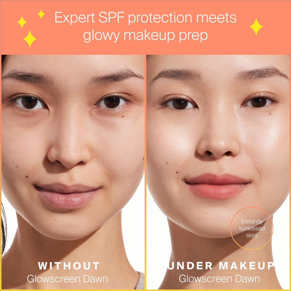 Supergoop Glowscreen Dawn hydration blend on skin demonstrates smooth texture throughout the day