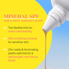 Supergoop! Glowscreen Drops mineral SPF 40 swatch blends smoothly with skin.