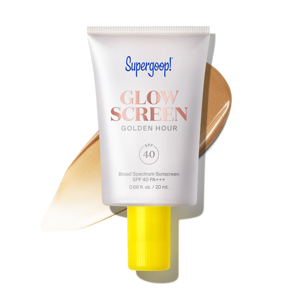 Glowscreen Golden Hour bottle close-up showing bronze glow and SPF 40 protection