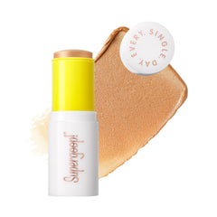 Supergoop! Glowscreen Sunlighter Stick Sunrise cap close-up demonstrates travel-friendly sun protection and glow.
