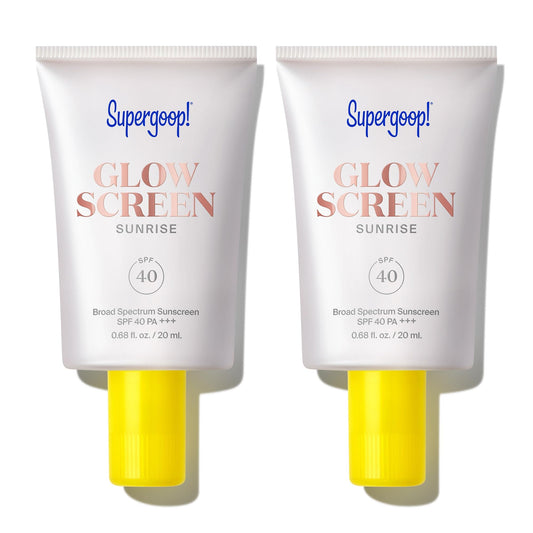 Supergoop! Glowscreen Sunrise bottle 20ml delivering hydration and a champagne-glow finish.