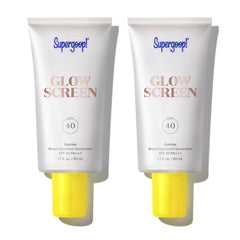Supergoop! Glowscreen Sunrise bottle with a pearlescent glow for hydrated skin.