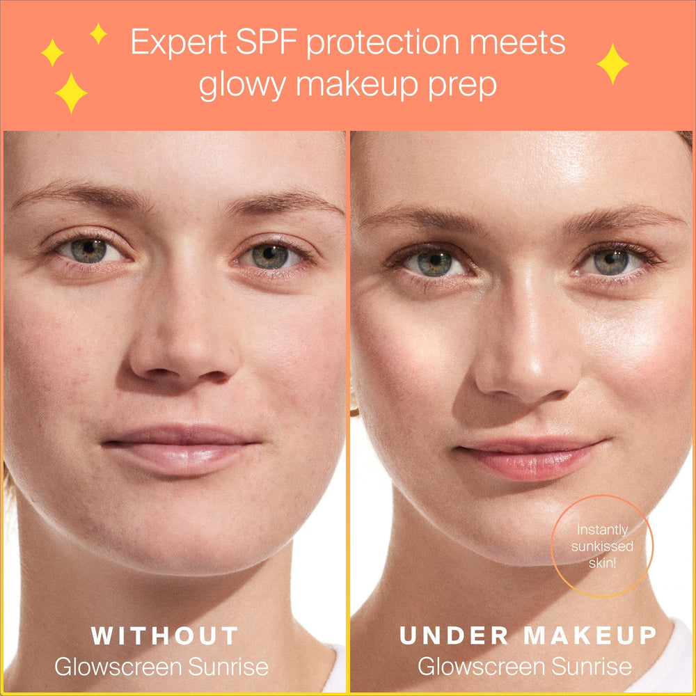 Hyaluronic acid in Glowscreen Sunrise hydrates skin during wear.