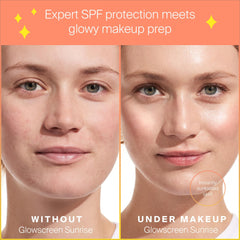 Hyaluronic acid in Glowscreen Sunrise hydrates skin during wear.