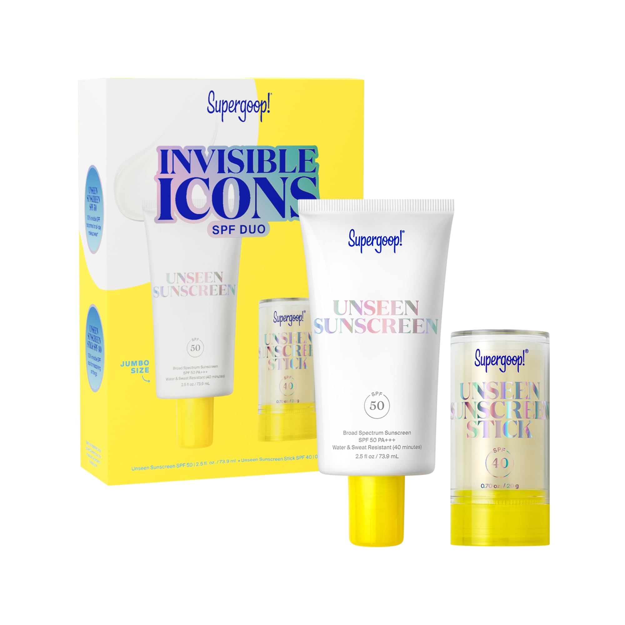 Supergoop! Invisible Icons Set bundle shown for travel-friendly sunscreen protection.