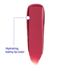 Swatch of Lipshade in Rose showing buildable color and pigmentation on lips.