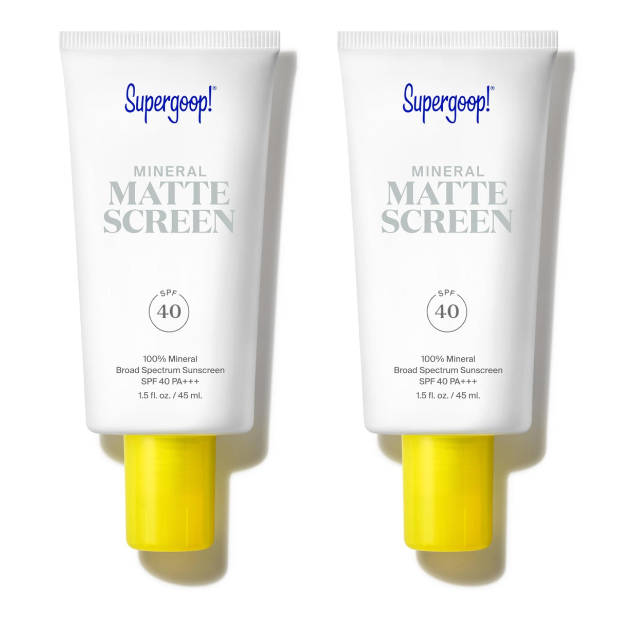Supergoop! MatteScreen pack of 2 bottles with 45 ml each, convenient daily sun protection.