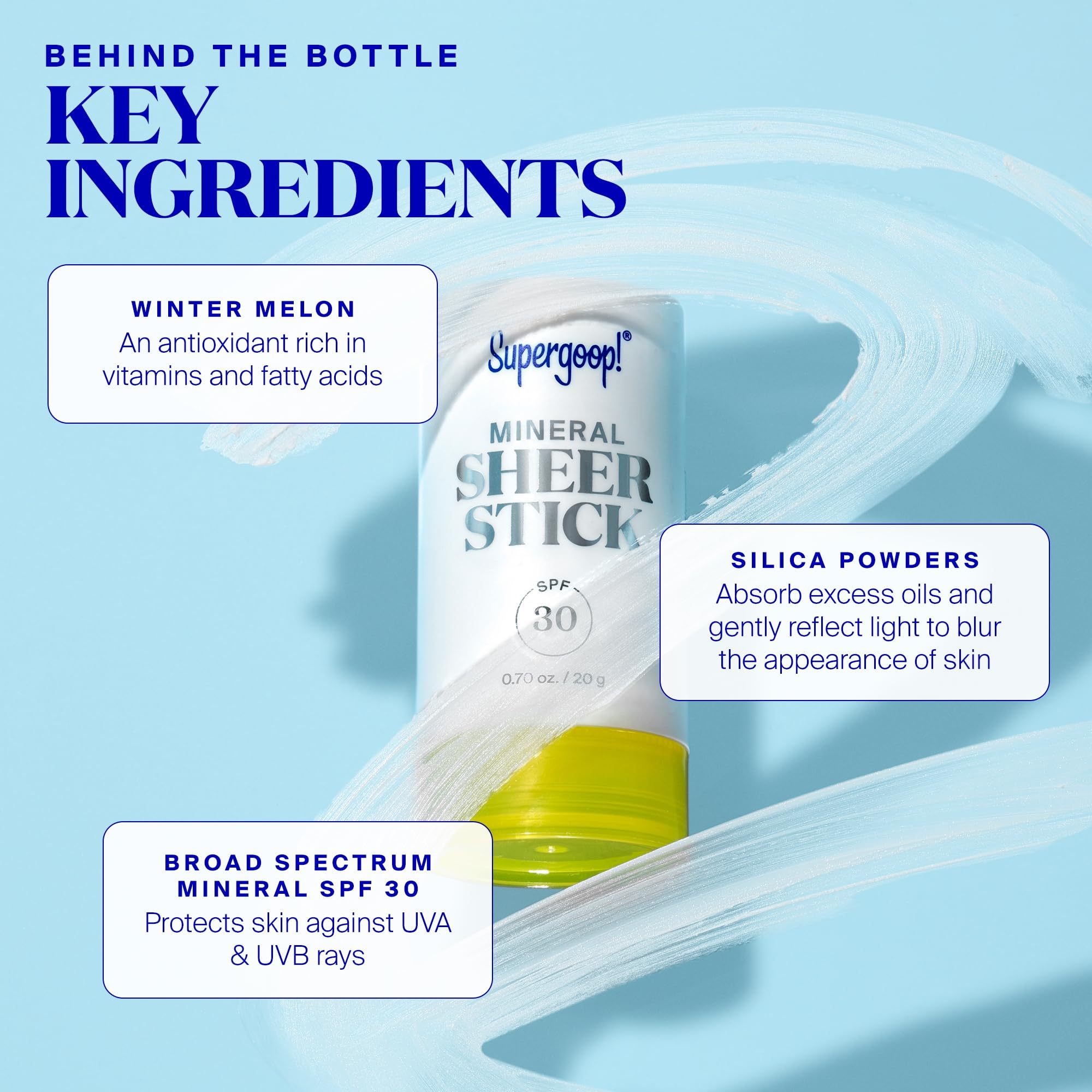 Supergoop Mineral Sheer Stick enables easy on-the-go SPF touchups.