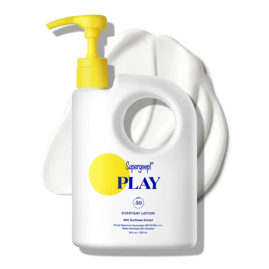 Supergoop! PLAY Everyday Lotion SPF 50 bottle with lightweight, fast-absorbing sunscreen