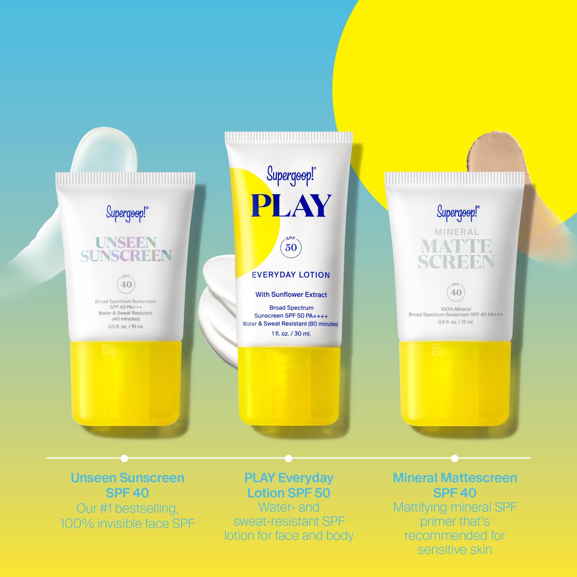 Supergoop PLAY Everyday Lotion SPF 50 absorbs quickly and hydrates skin.