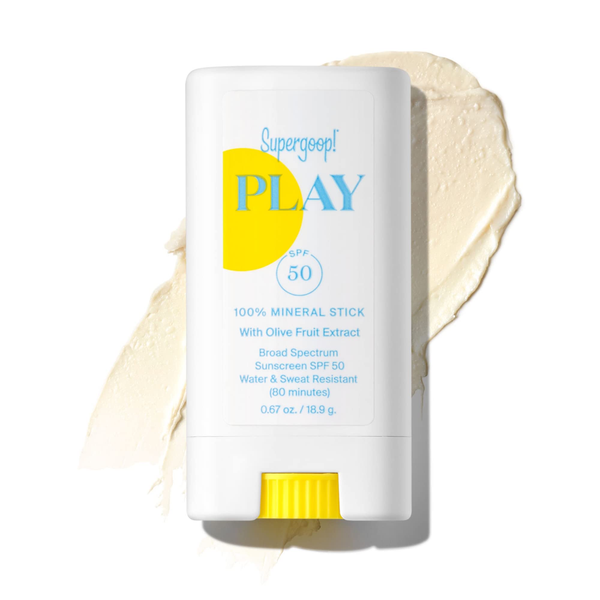 Supergoop! PLAY Mineral Stick close-up showing portable design for on-the-go sun protection