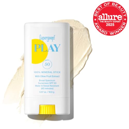 Supergoop! PLAY Mineral Stick applied to the face for quick sun protection