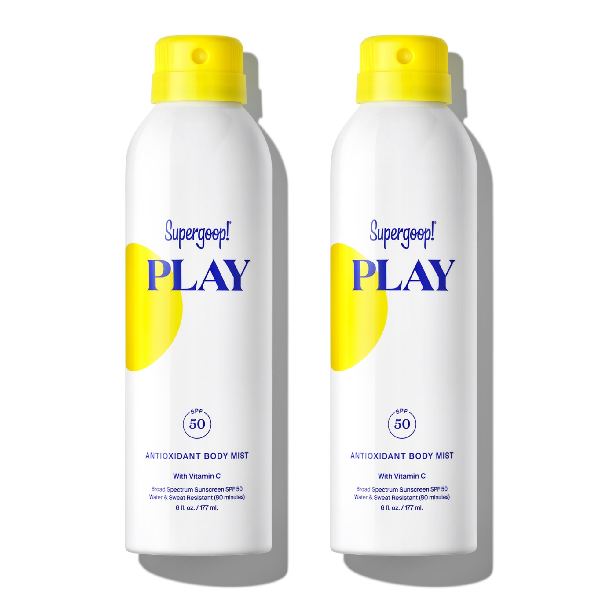 Supergoop PLAY SPF 50 antioxidant body mist bottle closeup for daily protection
