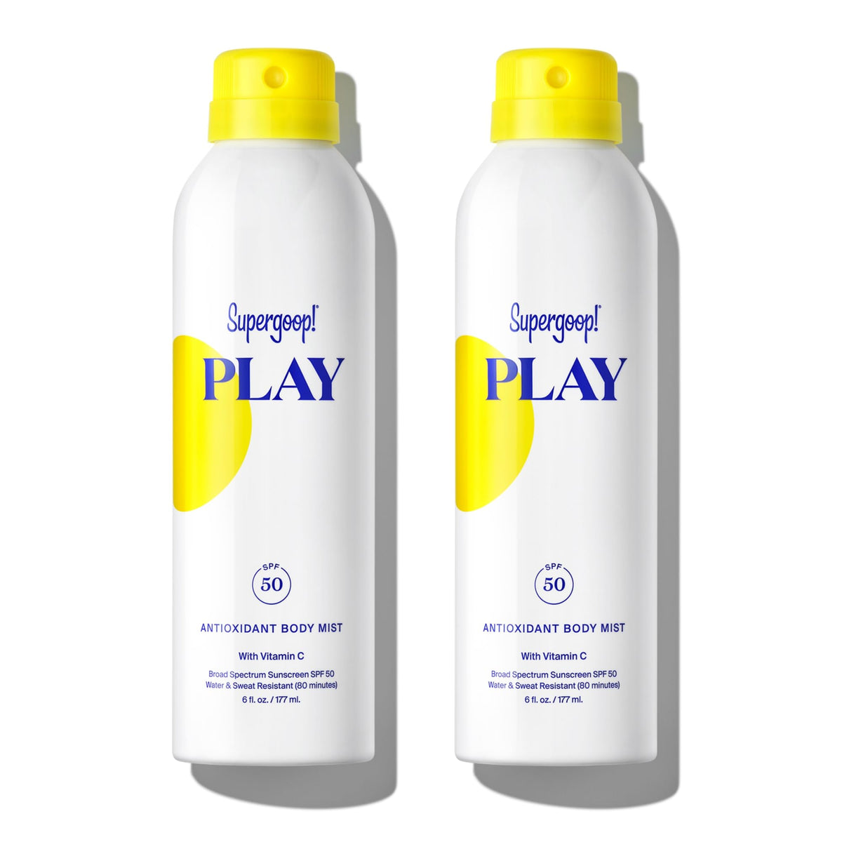 Supergoop PLAY SPF 50 antioxidant body mist bottle closeup for daily protection