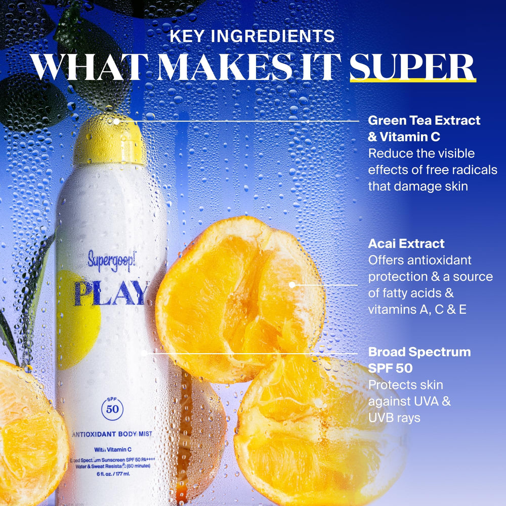 Supergoop PLAY SPF 50 with bag-on-valve technology for efficient dispensing