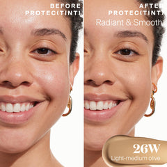 Skin swatch in 26W Light shade on warm undertone.