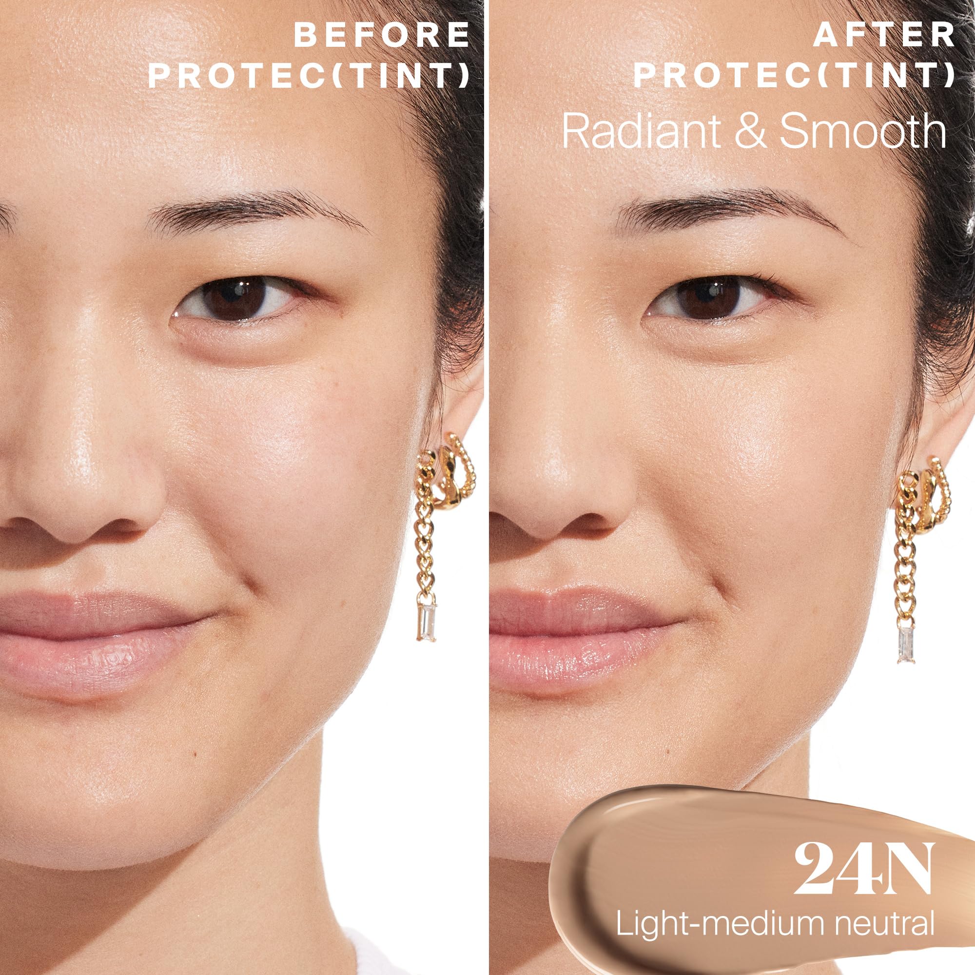 Protec(tint) sponge-application offers seamless blending with light feel.