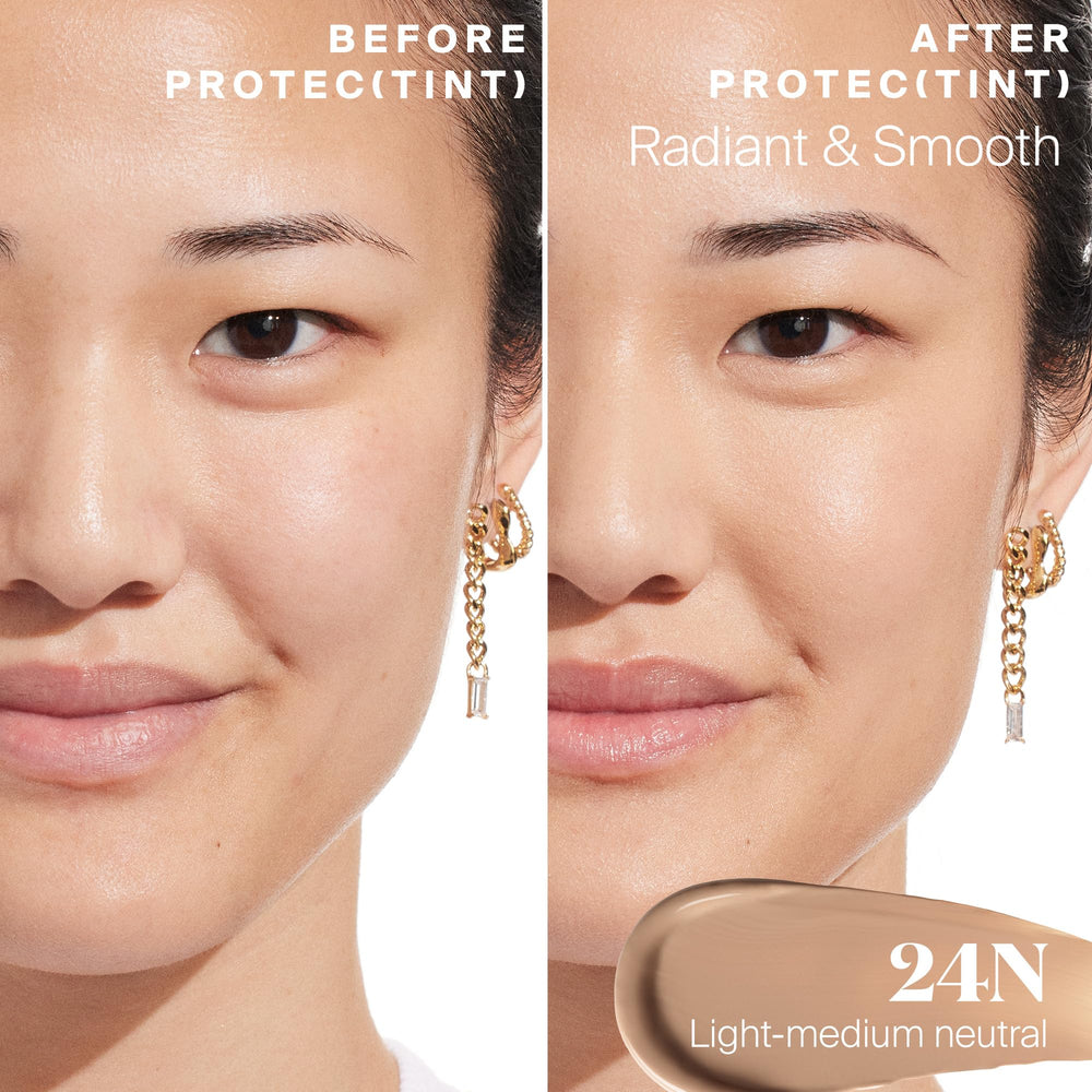 Protec(tint) sponge-application offers seamless blending with light feel.