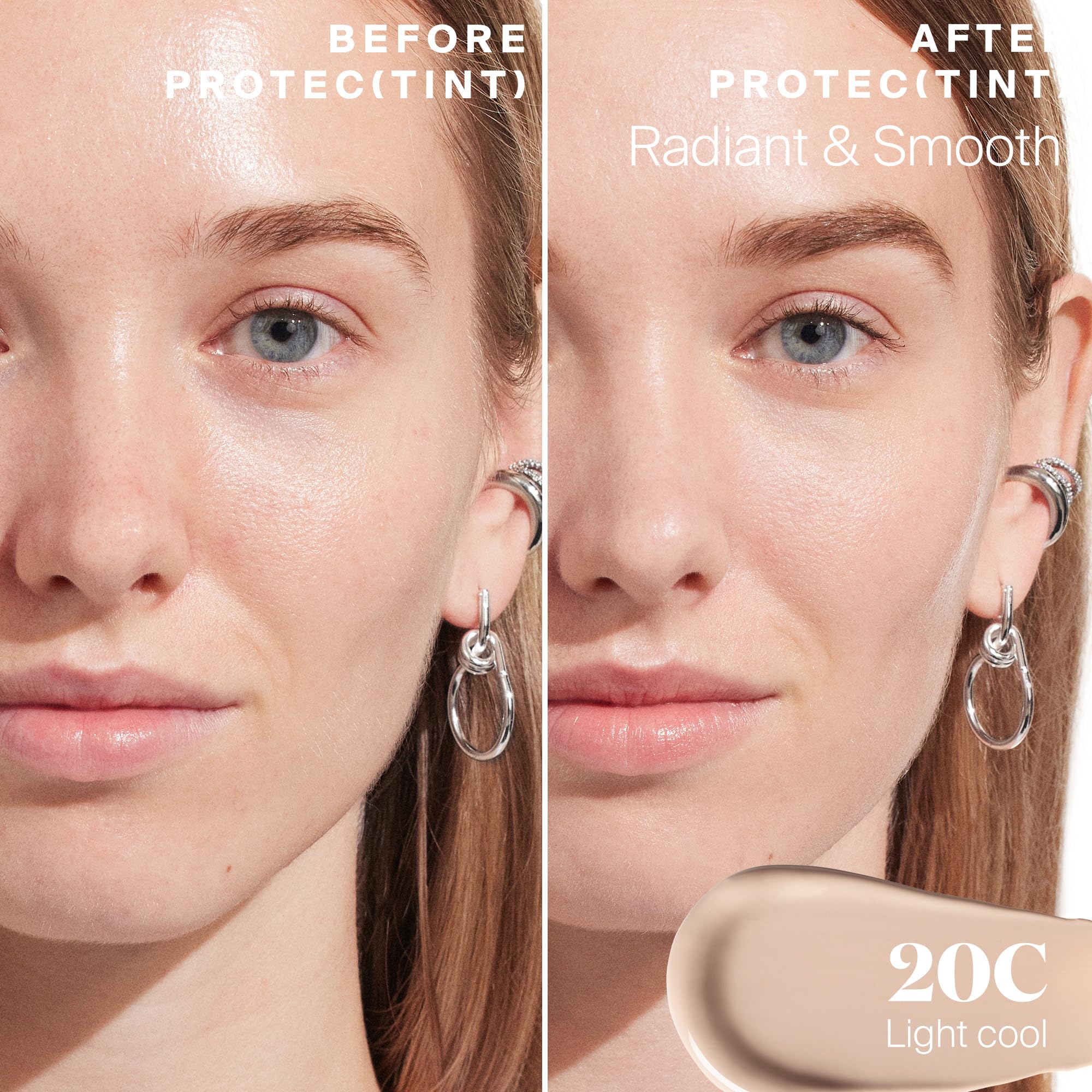 Protec(tint) cream texture image emphasizes easy blending and natural glow