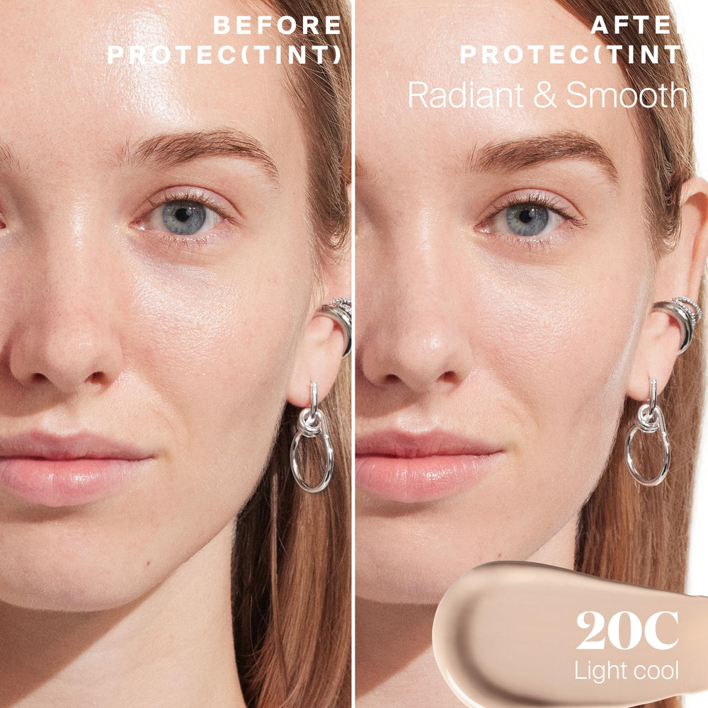 Protec(tint) cream texture image emphasizes easy blending and natural glow