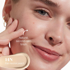 Texture close-up reveals lightweight cushion tint for natural coverage.