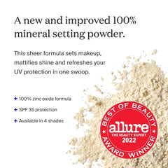 Supergoop! Re-setting Mineral Powder twist-lock brush enables easy, mess-free touch-ups.