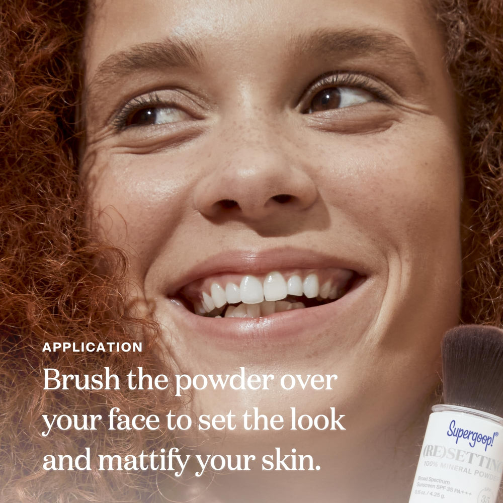 Powder over makeup for SPF protection without altering the look.