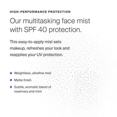 Supergoop! Refreshing Mist used under makeup for longer lasting wear.