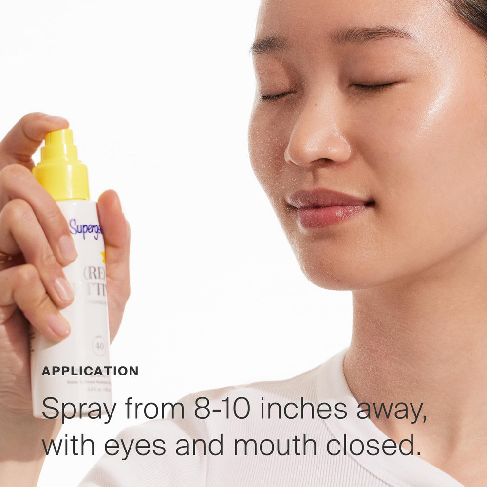 Supergoop! Refreshing Mist provides SPF 40 UV protection during the day.