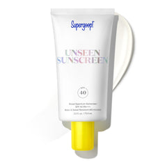Supergoop Unseen Sunscreen bottle close-up with a clear, invisible finish.