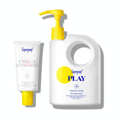 Supergoop Unseen Sunscreen bottle, weightless SPF 50 for daily facial protection.