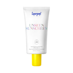 Supergoop! Unseen Sunscreen bottle shown for weightless, invisible SPF across all skin tones