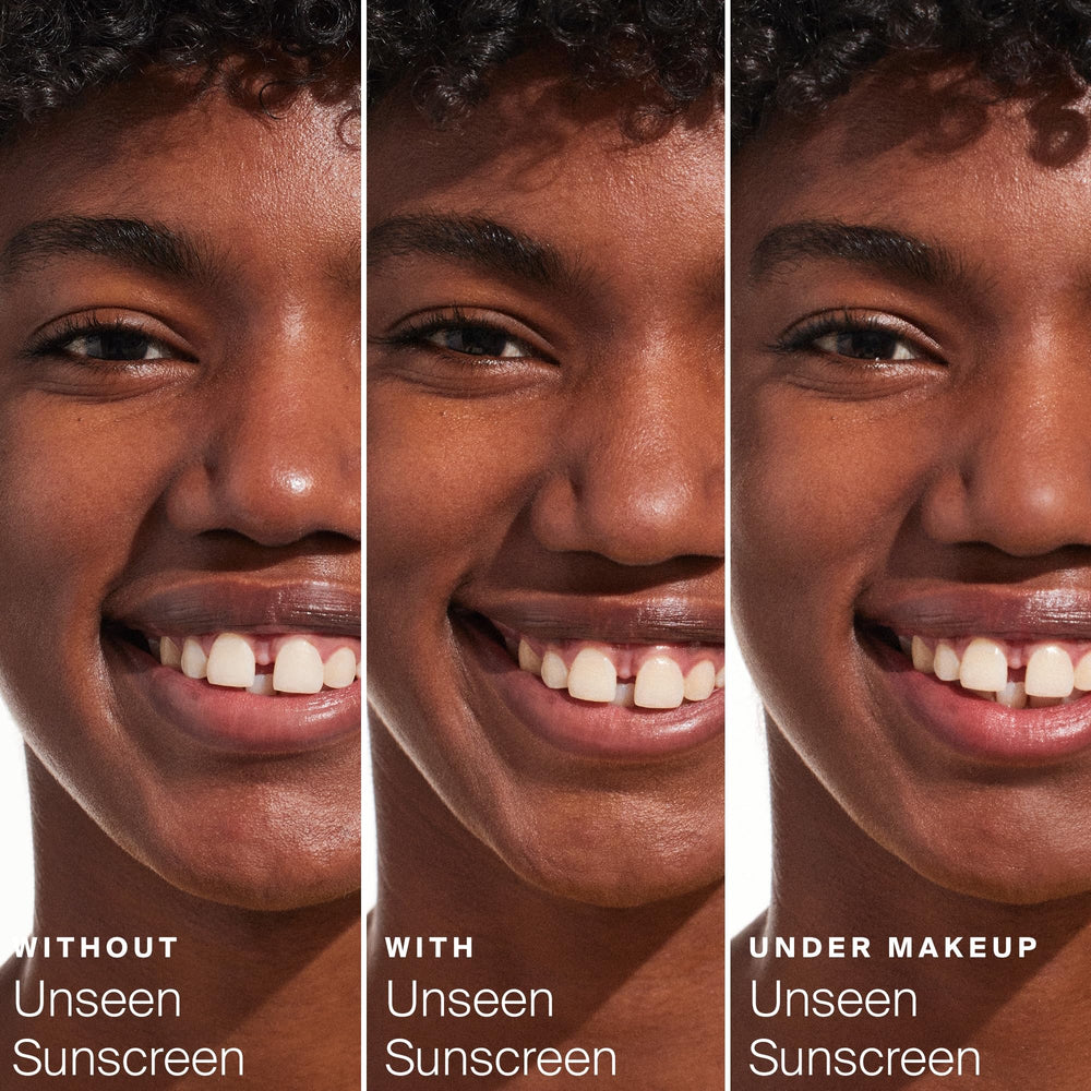 Supergoop! Unseen Sunscreen makeup-ready finish on skin.