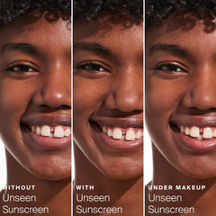 Supergoop! Unseen Sunscreen makeup-ready finish on skin.