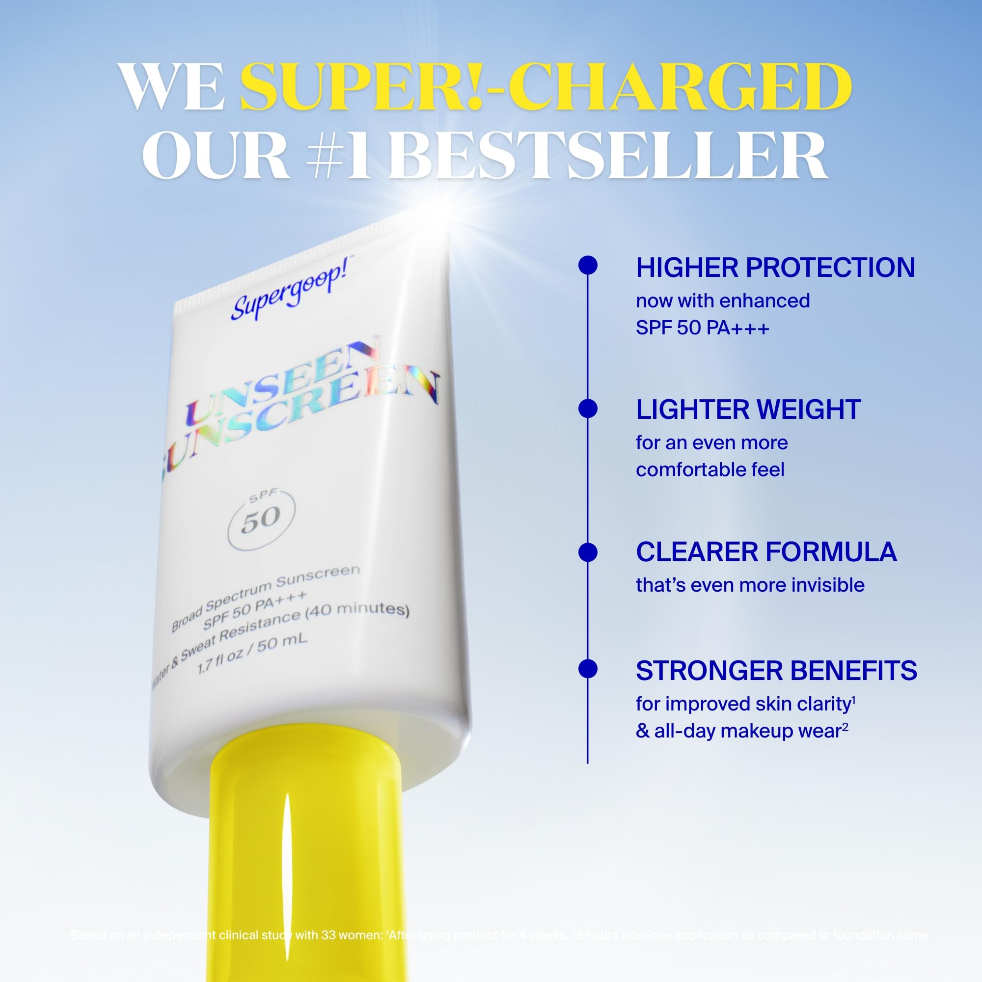 Supergoop! Unseen Sunscreen oil-free texture keeps skin matte throughout the day.