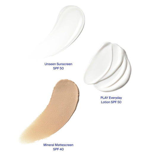 Supergoop Unseen Sunscreen SPF 40 shows weightless, fragrance-free gel for natural look.