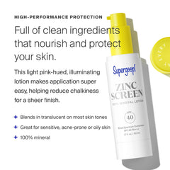 Zincscreen applied under makeup for a smooth, lightweight base