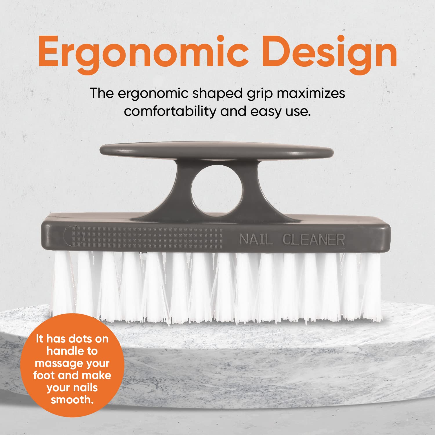 Durable plastic handle on the Superio brush resists bending.
