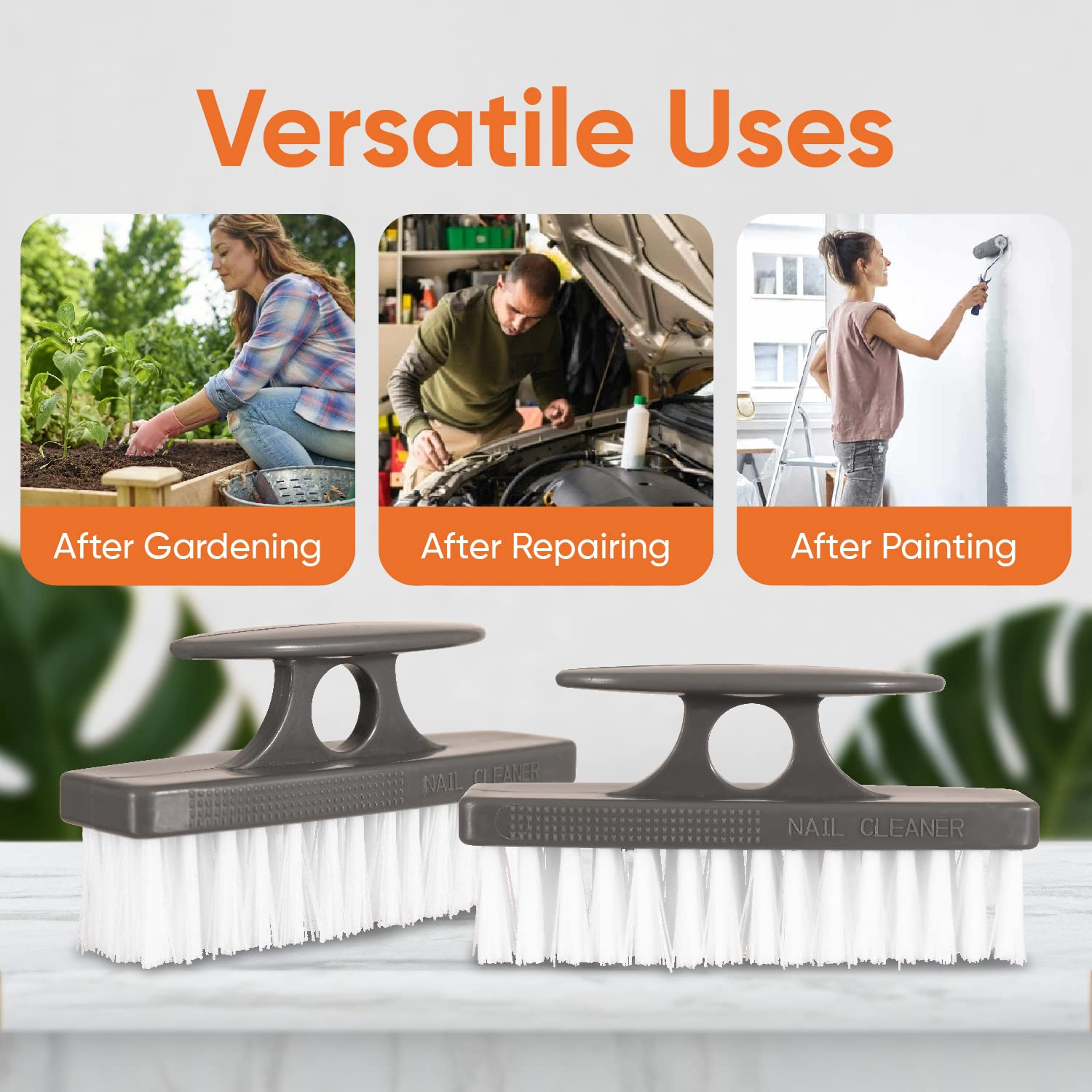 Ergonomic grip design on the Superio brush for precise scrubbing.
