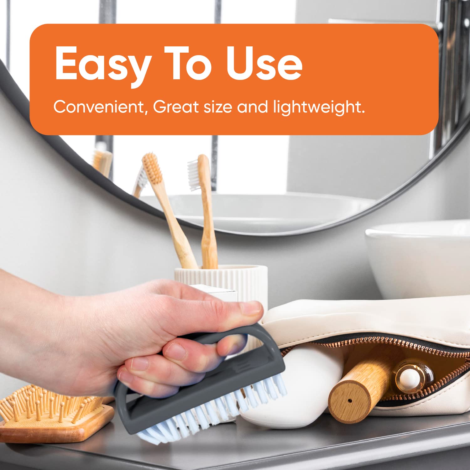 Superio ergonomic handle provides comfortable grip during scrubbing.