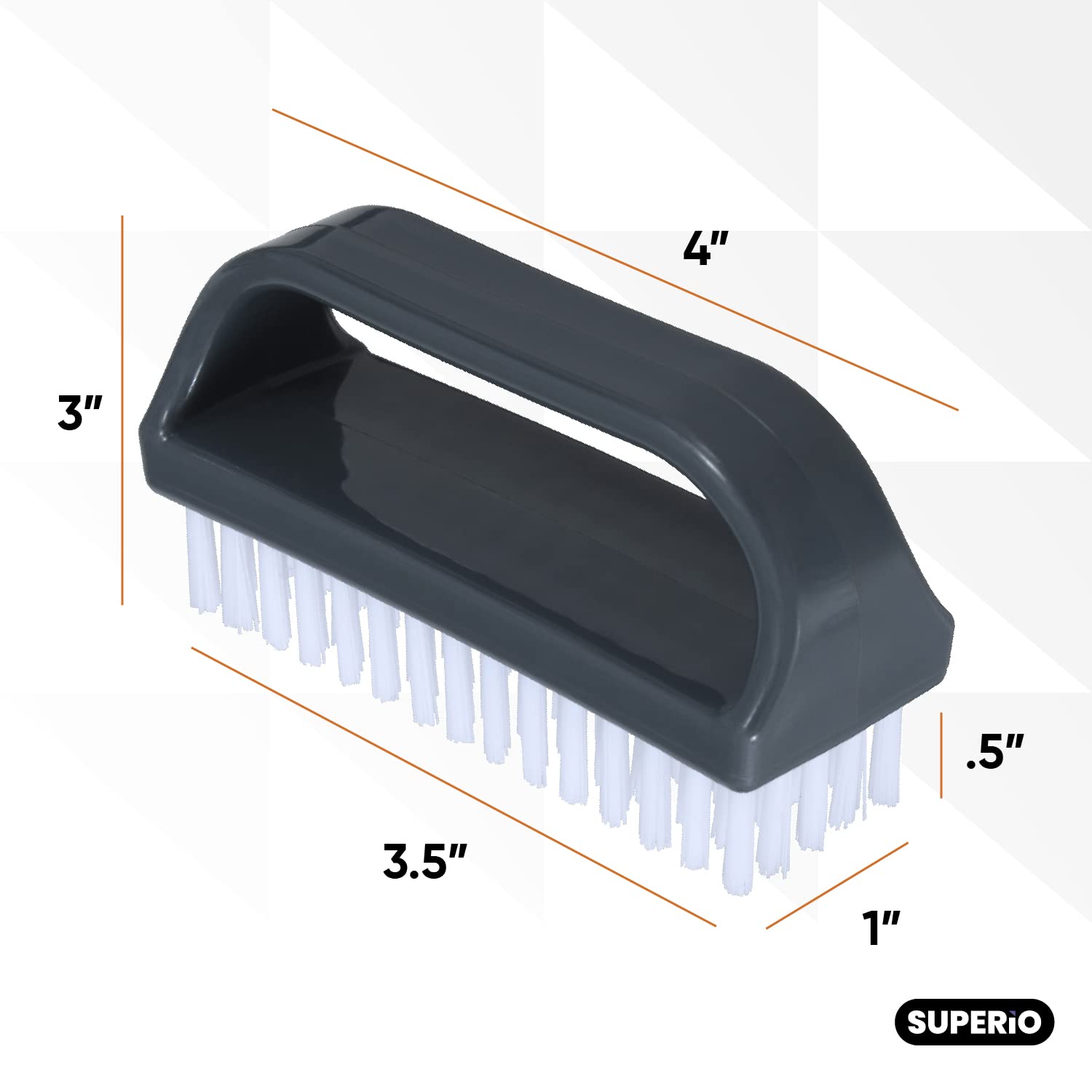 Superio stiff bristles reach under nails for thorough cleaning.