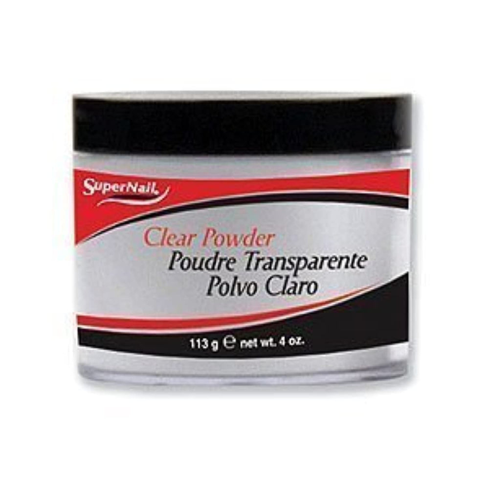 SuperNail Clear Nail Powder 4oz packaging for consistent results and USA-made quality.