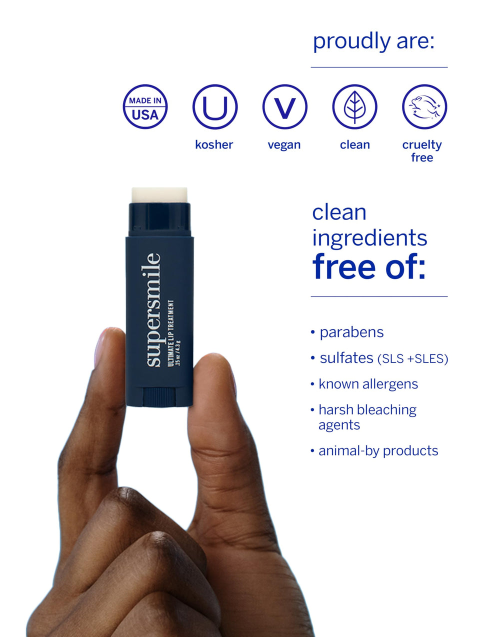 Collagen and shea butter components in Supersmile lip treatment delivering rich hydration