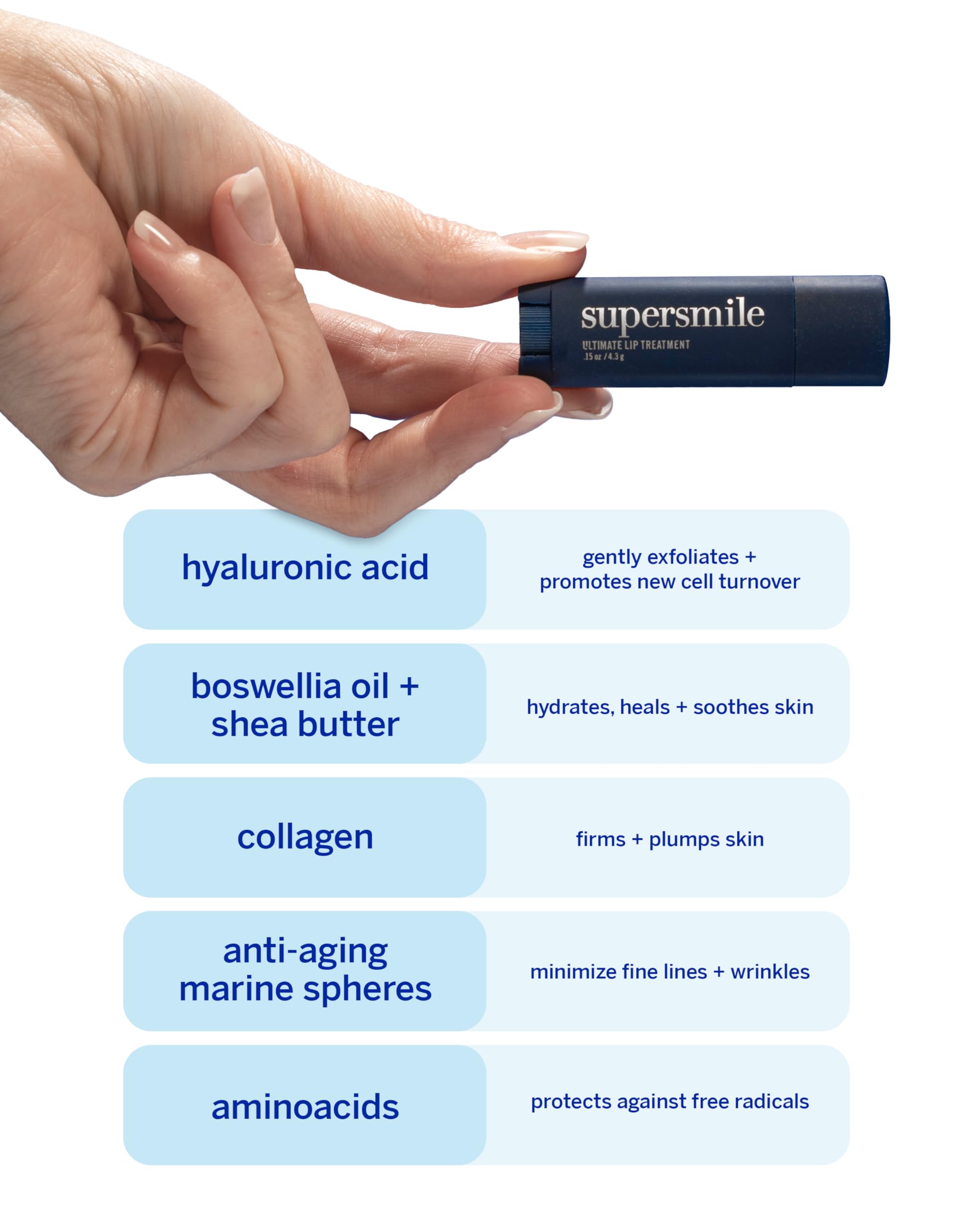 Soft lips and comfortable wear with Supersmile lip treatment after daily skincare